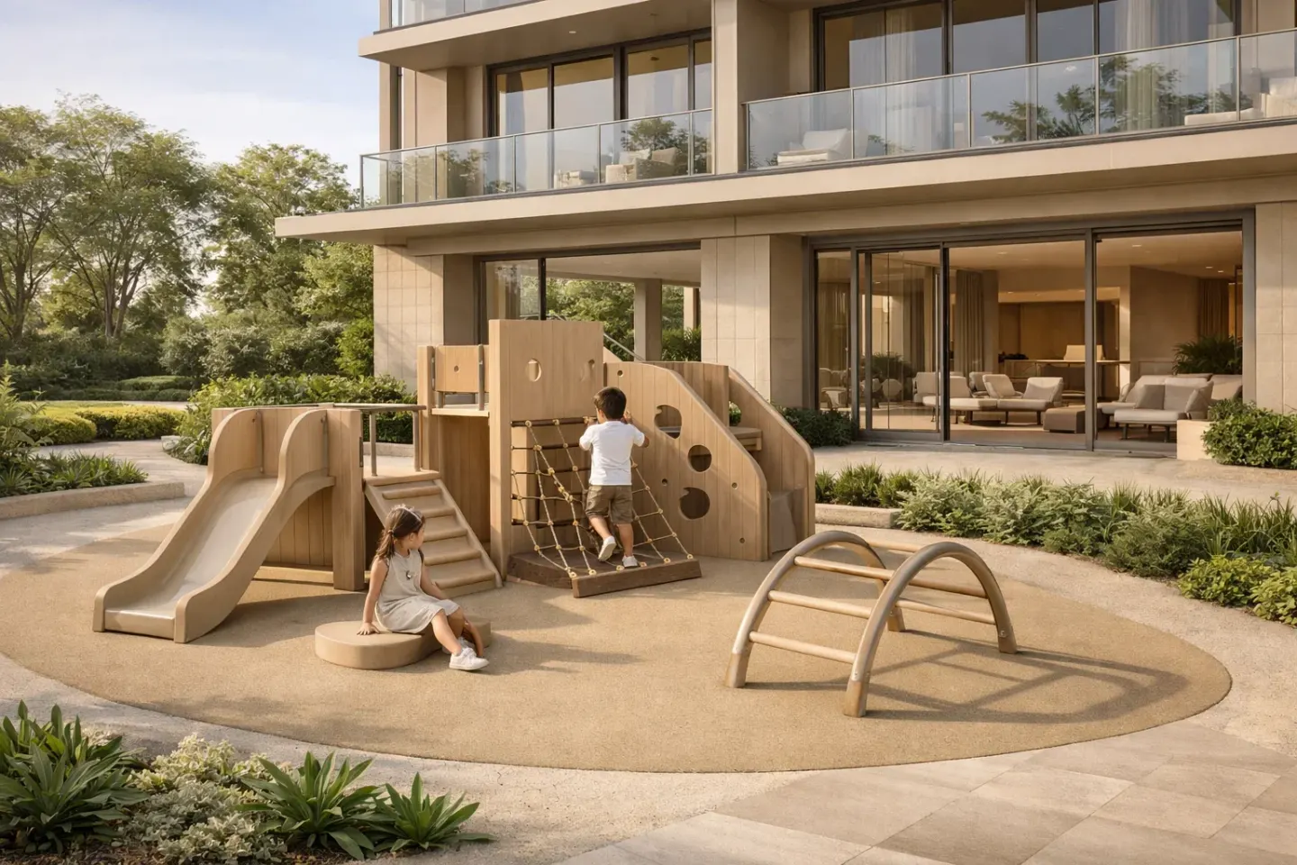 Children's nature play area at SEA SKY by Sands