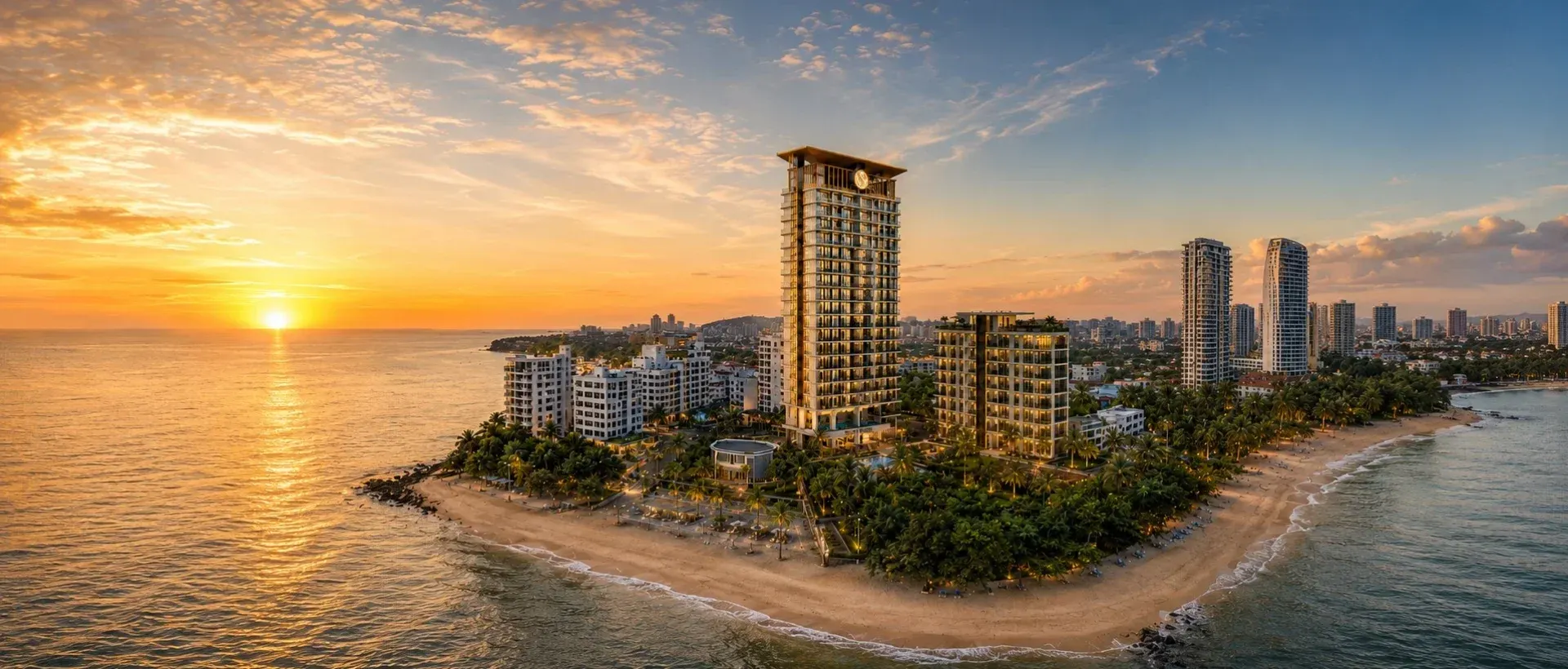 Sunset panorama of the SEA SKY by Sands towers on the Pratumnak seafront