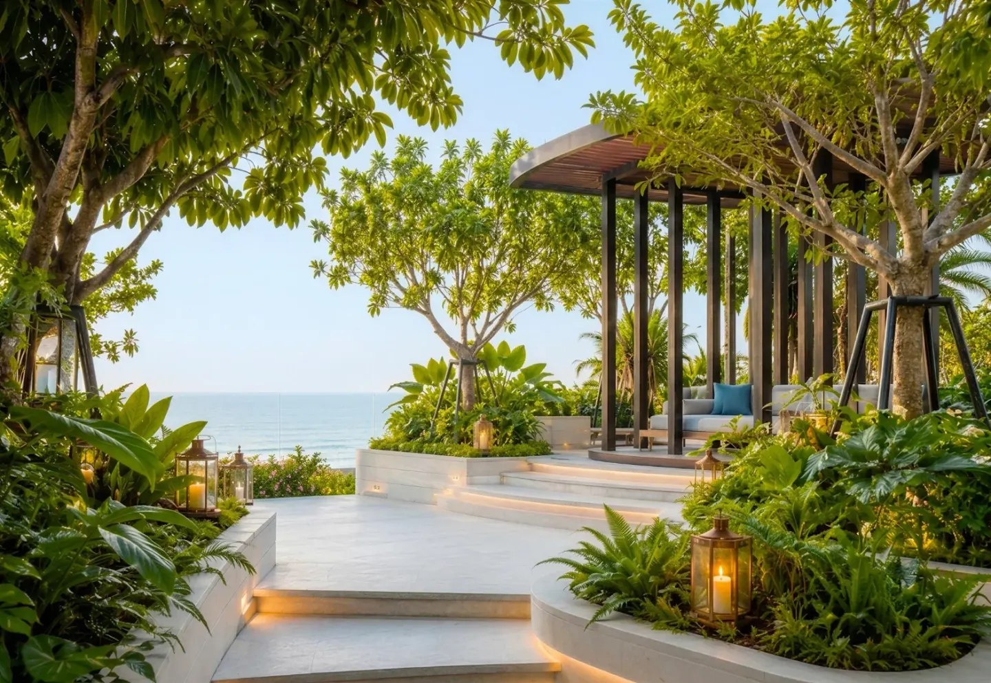 Open-air relaxation massage garden at SEA SKY by Sands