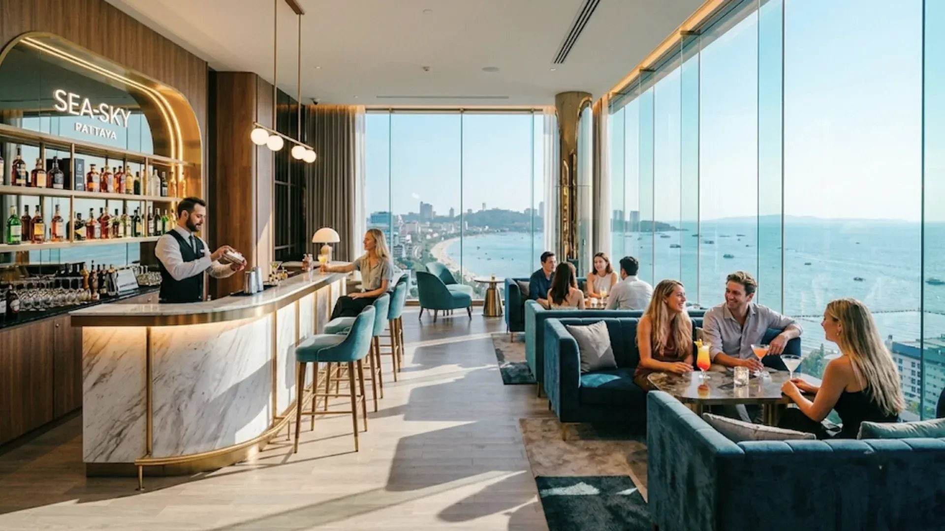 Seafront cocktail lounge at SEA SKY by Sands